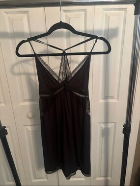 Victoria’s Secret Black Lace-Trim Chemise Nightgown - Women Intimates